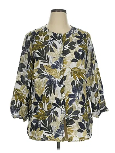 Pre-owned Tahari 3/4 Sleeve Blouse In Green