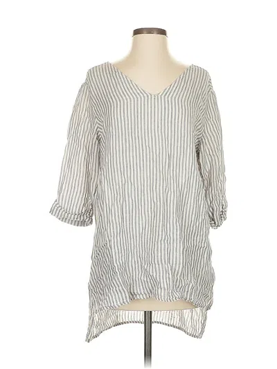 Pre-owned Tahari 3/4 Sleeve Blouse In Silver