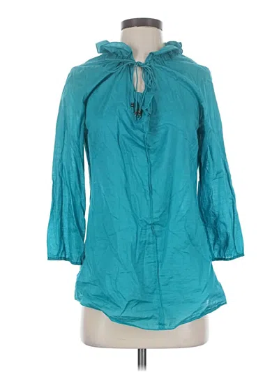 Pre-owned Tahari 3/4 Sleeve Blouse In Teal