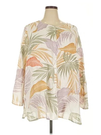 Pre-owned Tahari 3/4 Sleeve Blouse In White