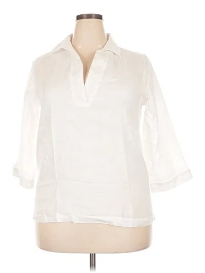 Pre-owned Tahari 3/4 Sleeve Blouse In White