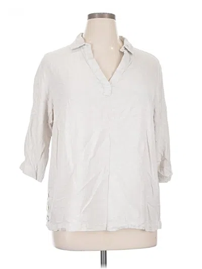 Pre-owned Tahari 3/4 Sleeve Button Down Shirt In Gray