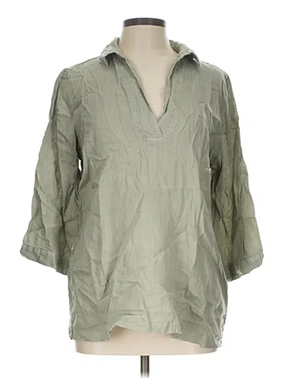 Pre-owned Tahari 3/4 Sleeve Button Down Shirt In Green