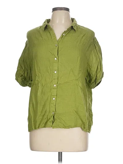 Pre-owned Tahari 3/4 Sleeve Button Down Shirt In Green