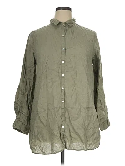 Pre-owned Tahari 3/4 Sleeve Button Down Shirt In Green