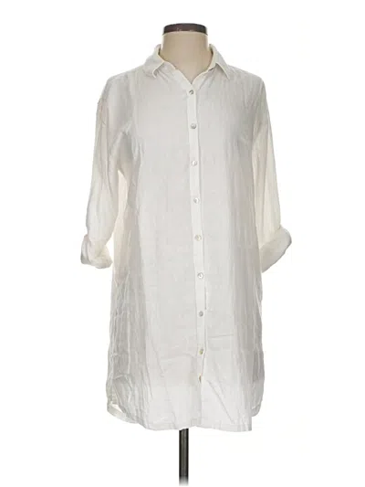 Pre-owned Tahari 3/4 Sleeve Button Down Shirt In Ivory