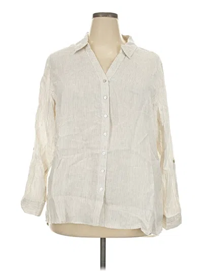 Pre-owned Tahari 3/4 Sleeve Button Down Shirt In Ivory