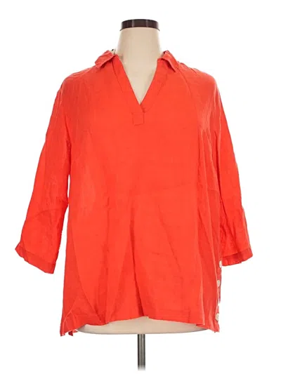 Tahari 3/4 Sleeve Button Down Shirt In Orange