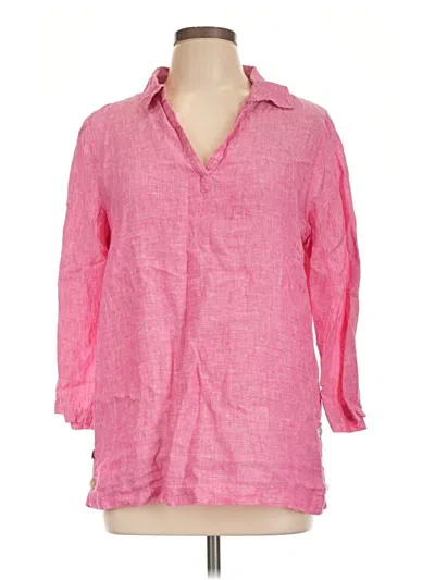 Pre-owned Tahari 3/4 Sleeve Button Down Shirt In Pink
