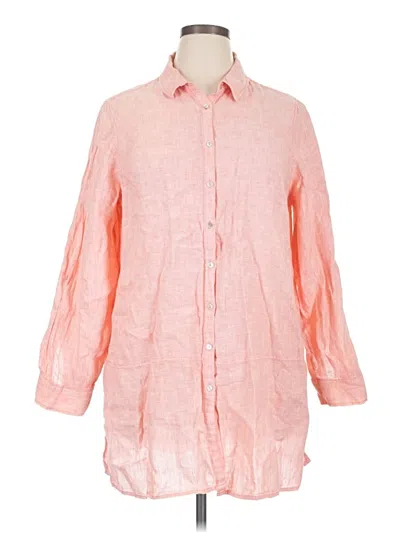 Pre-owned Tahari 3/4 Sleeve Button Down Shirt In Pink