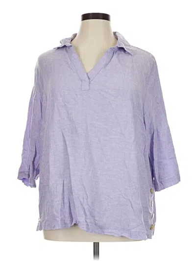 Pre-owned Tahari 3/4 Sleeve Button Down Shirt In Purple