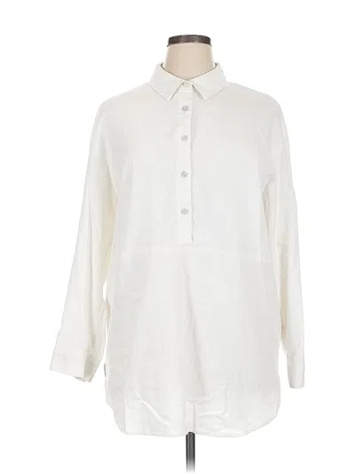Pre-owned Tahari 3/4 Sleeve Button Down Shirt In White