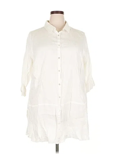Pre-owned Tahari 3/4 Sleeve Button Down Shirt In White