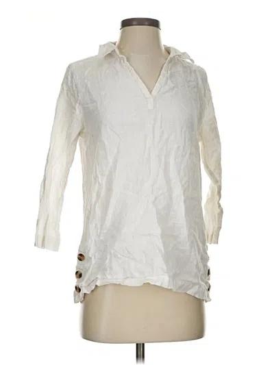 Pre-owned Tahari 3/4 Sleeve Button Down Shirt In White