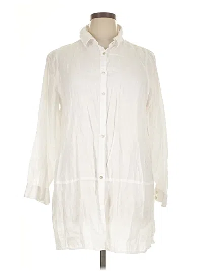 Pre-owned Tahari 3/4 Sleeve Button Down Shirt In White