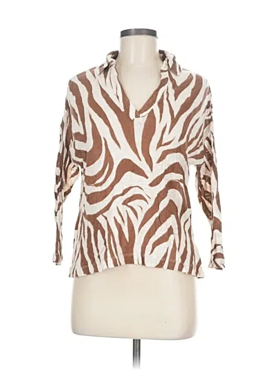 Pre-owned Tahari 3/4 Sleeve T-shirt In Brown