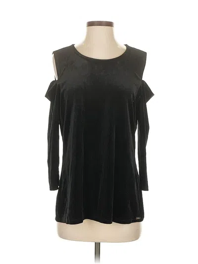 Pre-owned Tahari 3/4 Sleeve Top Black Cold Shoulder Neckline Tops