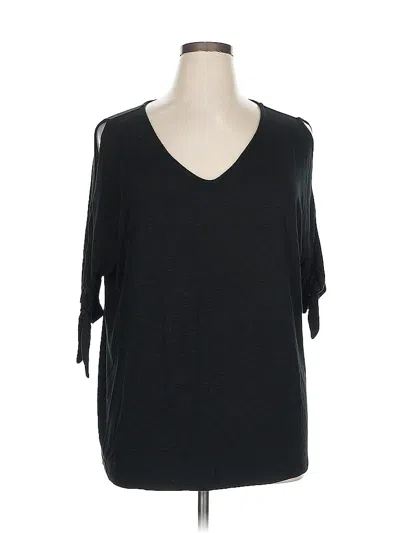 Pre-owned Tahari 3/4 Sleeve Top Black Cold Shoulder Neckline Tops