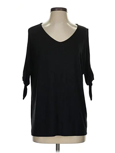 Pre-owned Tahari 3/4 Sleeve Top Black Cold Shoulder Neckline Tops
