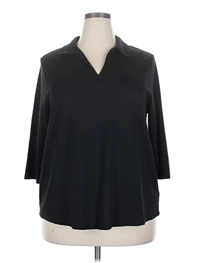 Pre-owned Tahari 3/4 Sleeve Top Black V-neck Tops