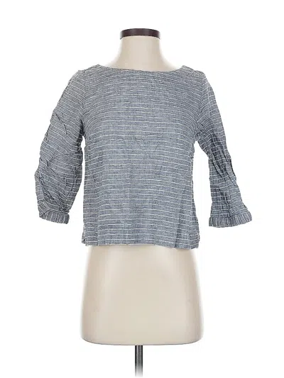 Pre-owned Tahari 3/4 Sleeve Top Gray Boatneck Tops