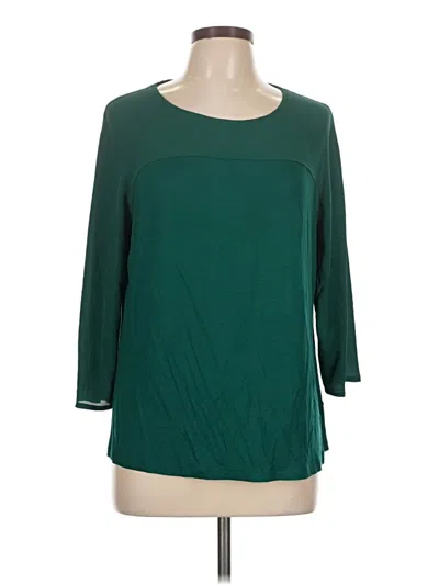 Pre-owned Tahari 3/4 Sleeve Top Green Boatneck Tops