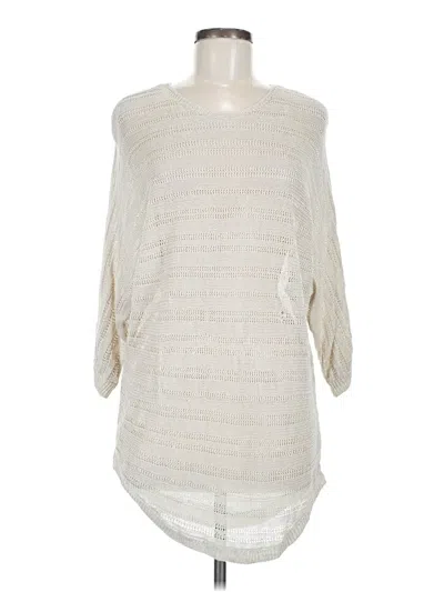 Pre-owned Tahari 3/4 Sleeve Top Ivory Boatneck Tops In White