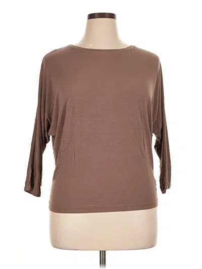 Pre-owned Tahari 3/4 Sleeve T-shirt In Brown
