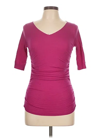 Pre-owned Tahari 3/4 Sleeve T-shirt In Burgundy