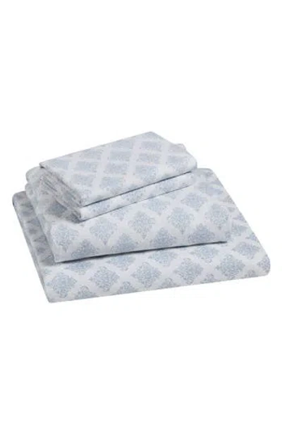 Tahari Alexa Medallion Print 4-piece King Flannel Sheet Set In Blue