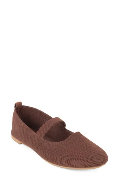 Tahari Ambrosia Knit Mary Jane Flat In Brown