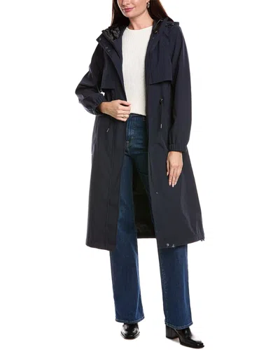 Tahari Amelia Long Raincoat In Blue