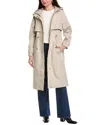 Tahari Amelia Long Raincoat In Neutral