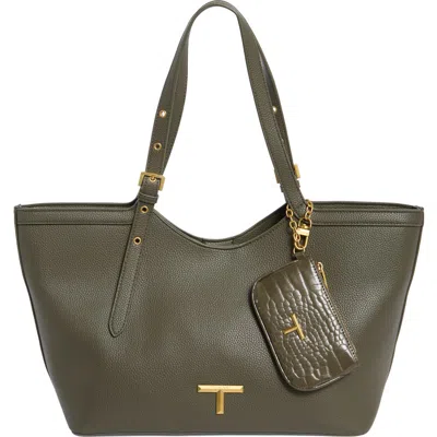 Tahari Amelie Faux Leather Bucket Tote In Olive
