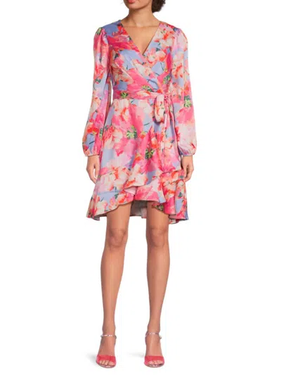 Tahari Arthur S. Levine Women's Floral Ruffle Wrap Minidress In Multi