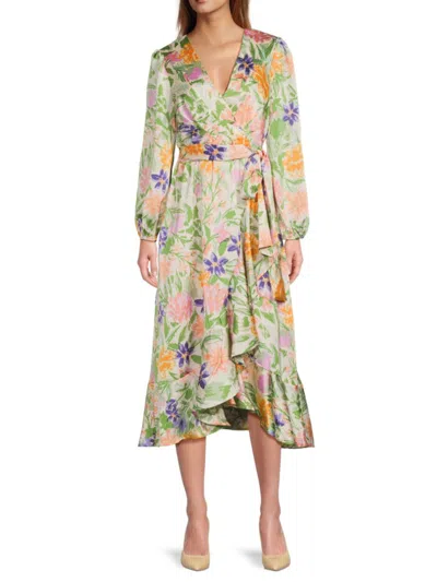 Tahari Arthur S. Levine Women's Floral Wrap Midi-dress In Multi