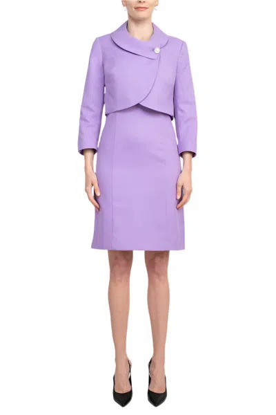 Tahari Asl 2am926 Short Cocktail Fitted Jacket Dress In Purple