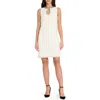 Tahari Asl Women's Beaded Keyhole Neck Boucle Dress In White