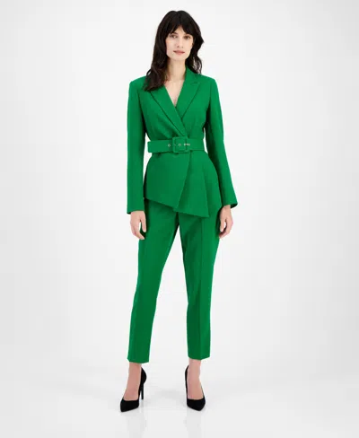 Tahari Asl Belted Pantsuit In Emerald