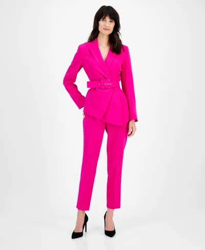 Tahari Asl Belted Pantsuit In Shocking Pink