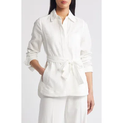 Tahari Asl Belted Shirt Jacket In Ivory