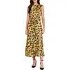 Tahari Asl Belted Sleeveless Midi Dress In Yellow