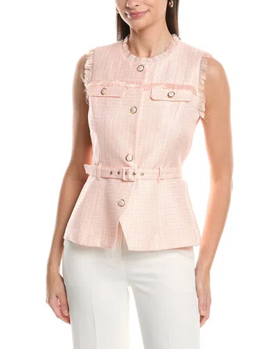 Tahari Asl Belted Tweed Vest In Transparent