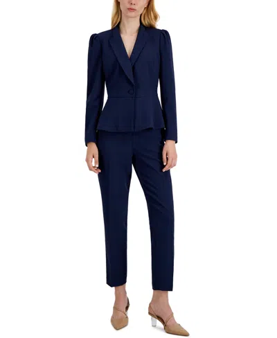 Tahari Asl Belted Wrap Pant Suit In Midnight N