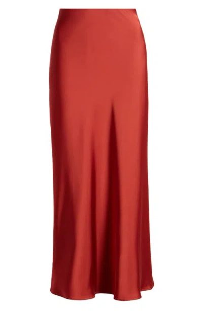 Tahari Asl Bias Satin Maxi Skirt In Brick