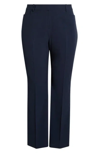Tahari Asl Bird Eye Straight Leg Pants In Blue