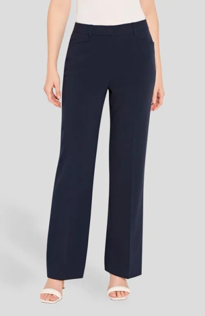 Tahari Asl Bird Eye Straight Leg Pants In Blue