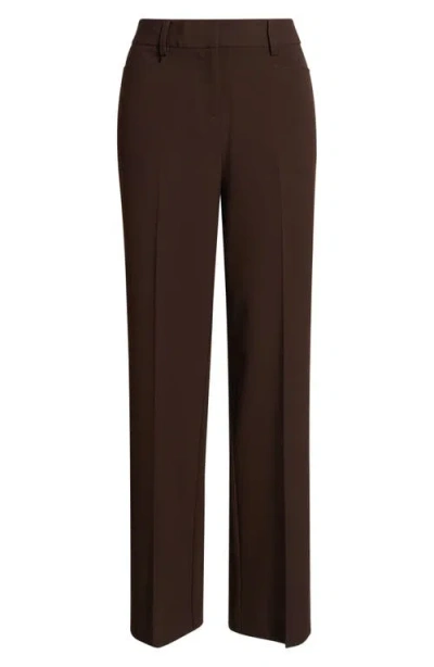 Tahari Asl Bird Eye Straight Leg Pants In Brown