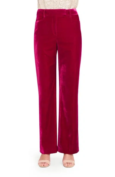 Tahari Asl Bird Eye Velvet Pants In Red