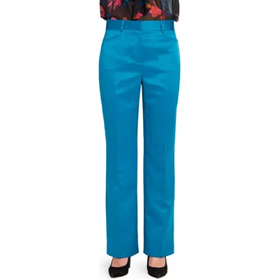 Tahari Asl Bird Eye Wide Leg Satin Pants In Blue
